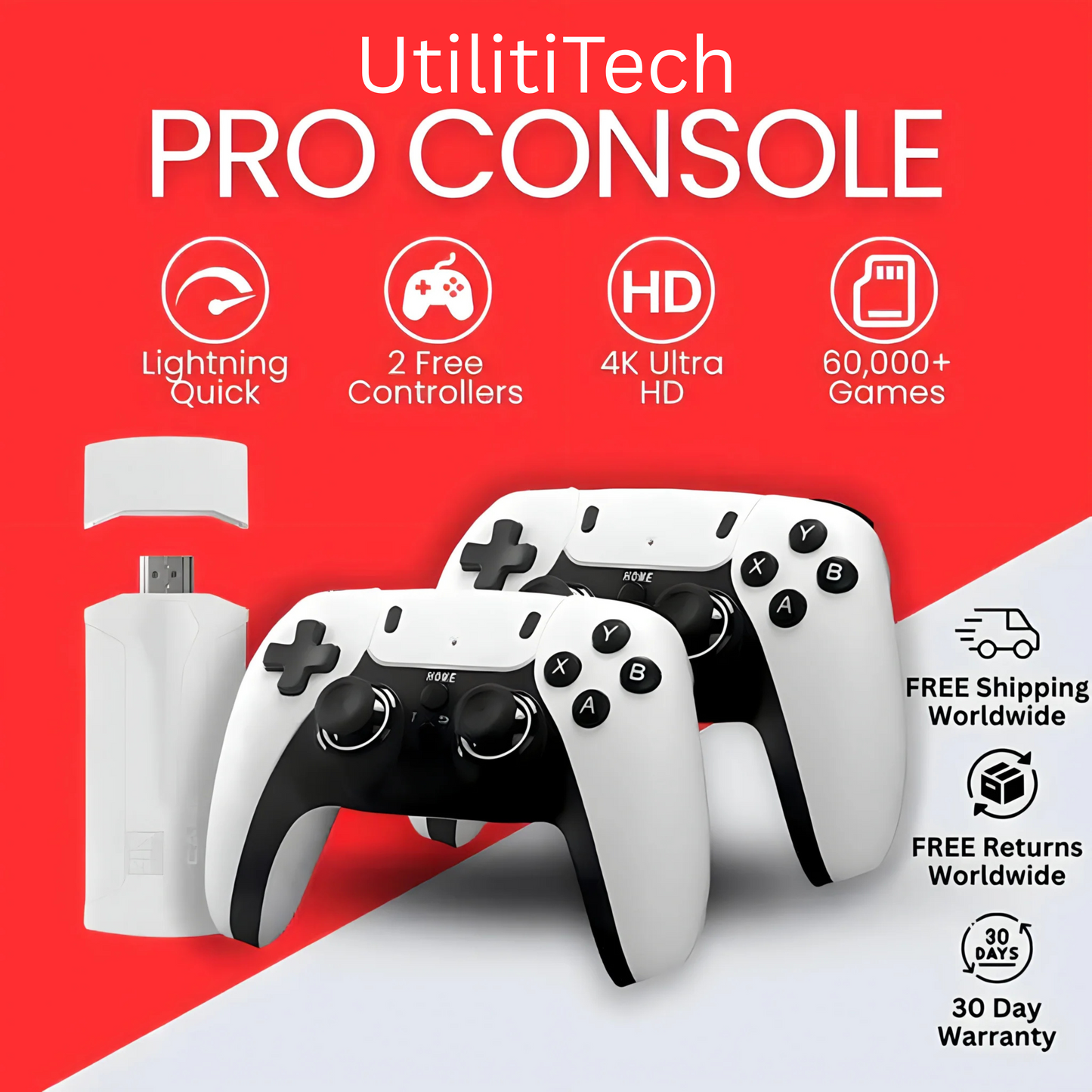 RETROPRO™ CONSOLE 60,000+ LICENSED GAMES (2 Free Controllers Included)