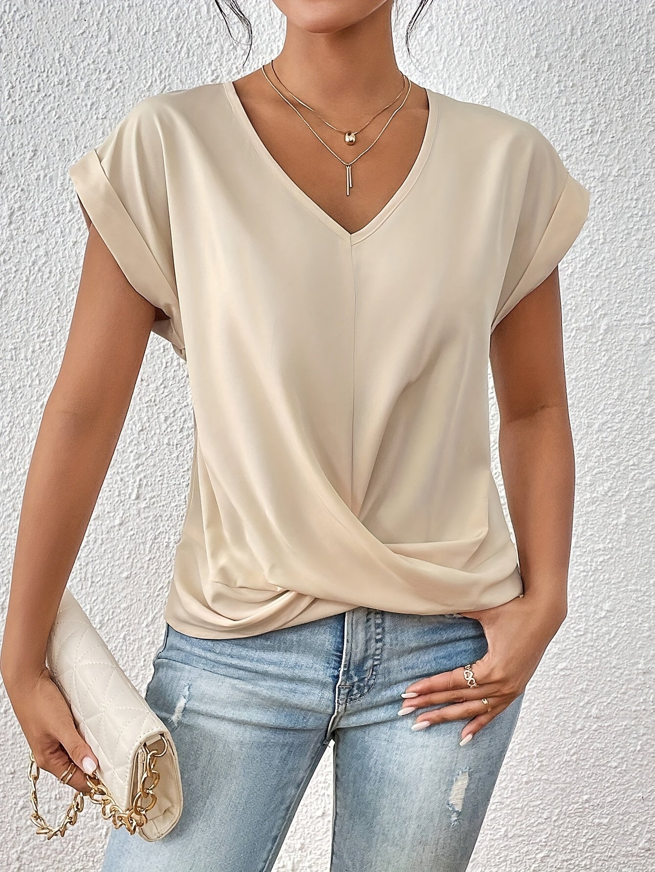 Eloïse™ | T-shirt Hartvormige Halslijn Casual